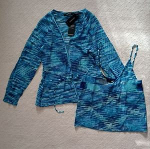 express ♡ 2 knit tops vintage silky matching medium mermaid coastal blue